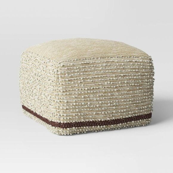 Threshold -  Square Wool Pouf Footrest Cotton Living  Cream - Picture 1 of 4